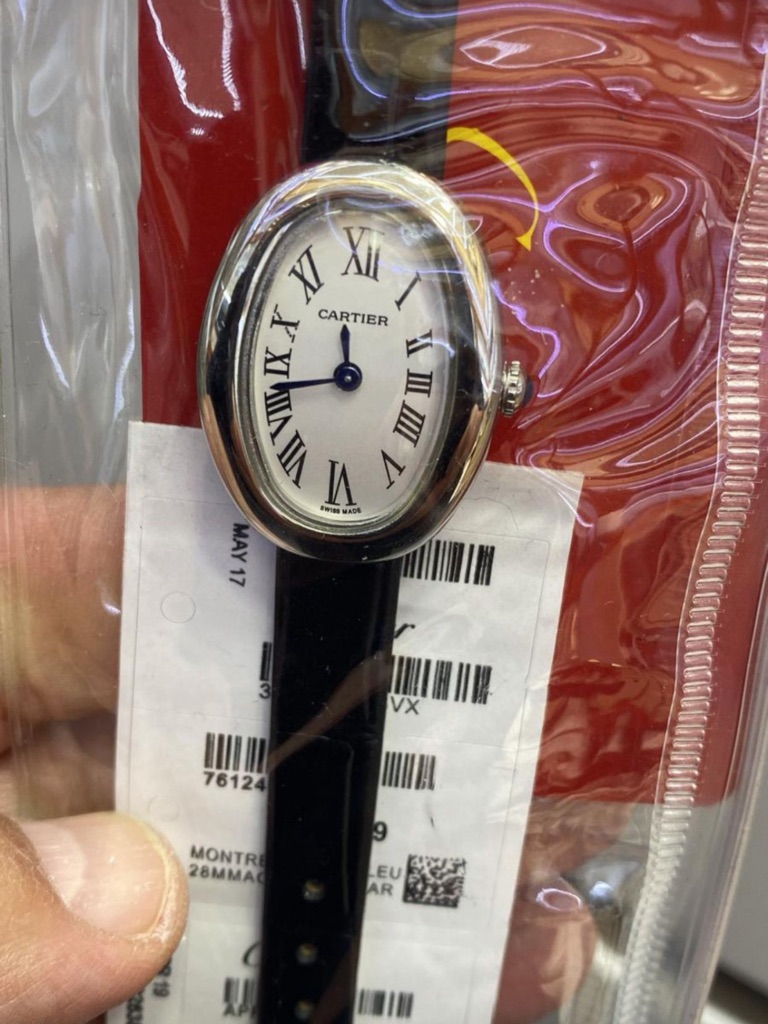 Cart Silver-Tone Oval Watch With Black Strap